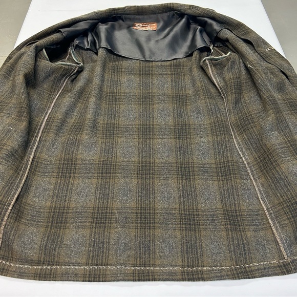 Vntg Womens Field Jacket Size L 100% Wool Buttons Plaid Shacket Grannycore - Picture 6 of 12